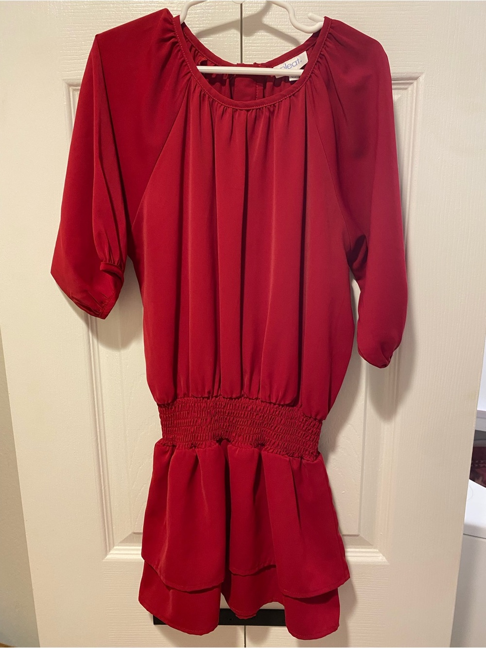 pleat. Girls Red Ruched Waist Top Size 7